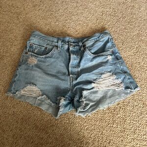 Levi's Light Blue Distressed Jean Shorts
